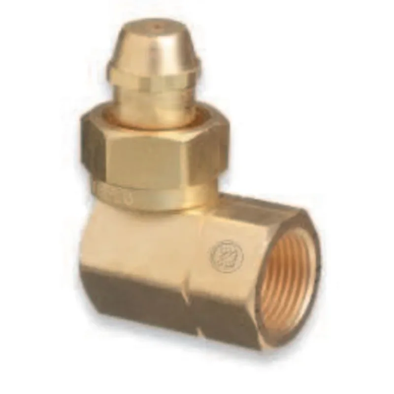 Brass Cylinder Adaptor, CGA-520 "B" Tank Acetylene To CGA-510 POL Acetylene 90°