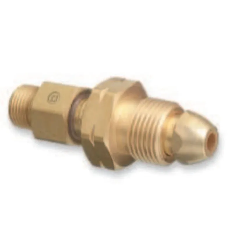 Brass Cylinder Adaptor, From CGA-510 POL Acetylene To CGA-200 "MC" Acetylene
