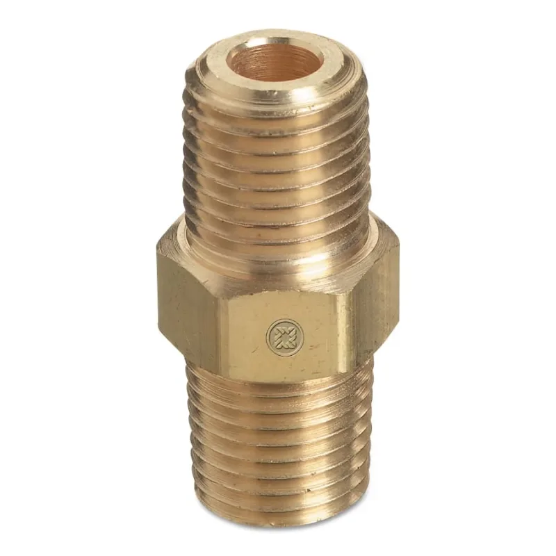 Pipe Thread Hex Nipples, 3000 PSIG, Brass, 1/2 in NPT Male