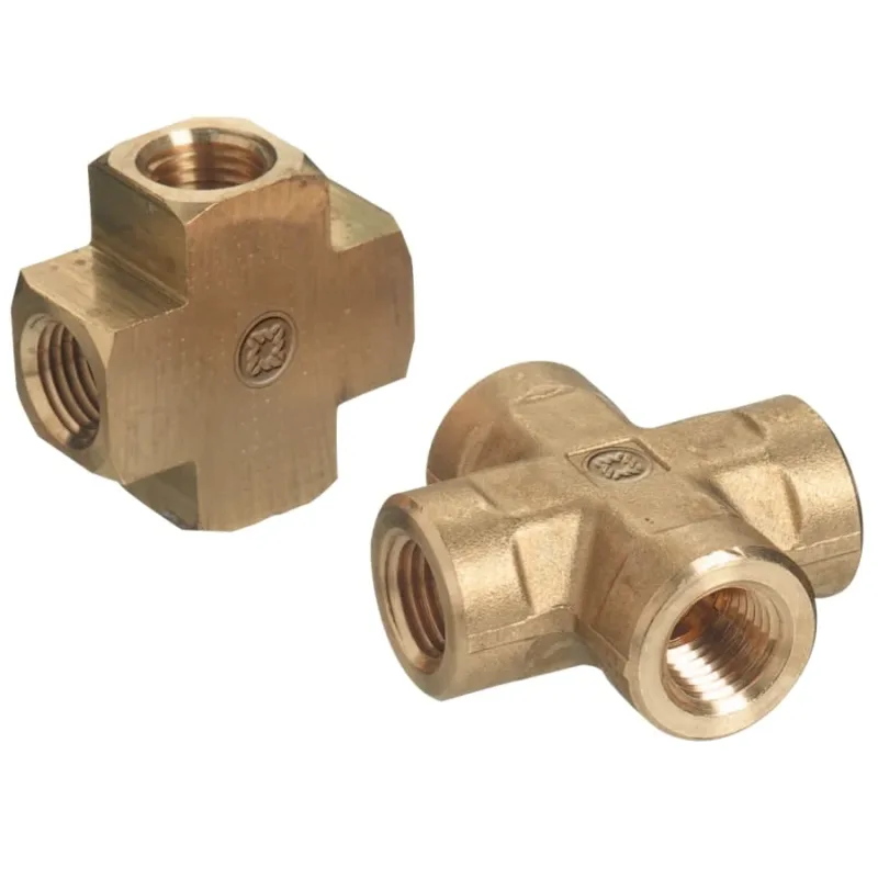 Pipe Thread Crosses, Connector, 1,000 PSIG, Brass, 1/4 in (NPT)
