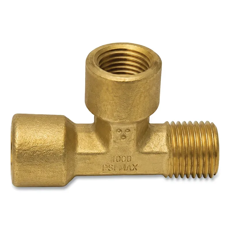 Pipe Thread Tees, Connector, 1,000 PSIG, Brass, 1/4 in NPT (Street)