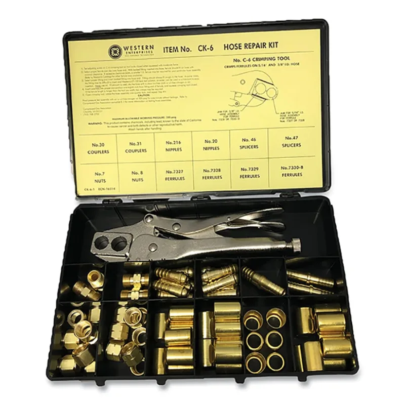 Hose Repair Kit, B-Size Fittings, 3/16 in Hose ID, Hand-Grip 3-Hole Jaw Crimp Tool