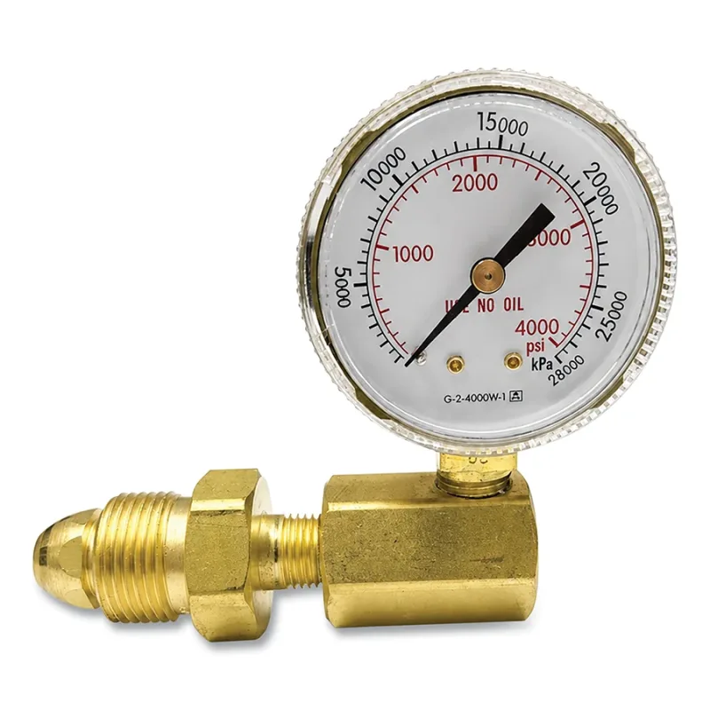 Cylinder Pressure Testing Gauges, Nitrogen/ Argon/ Helium, Brass, CGA-580