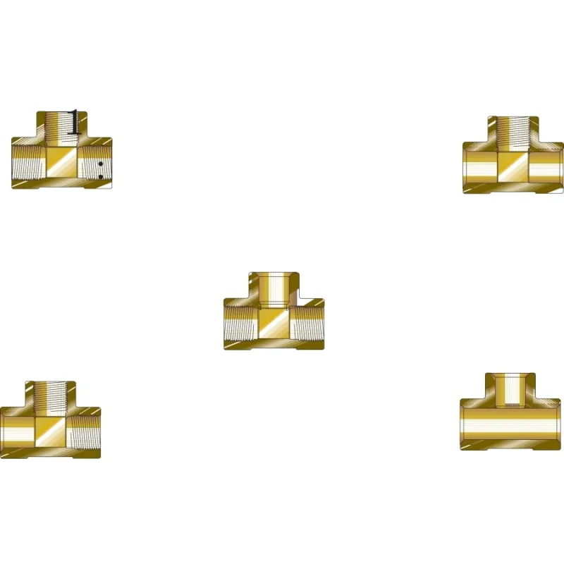 Pipe Tees, Tee Adapter, 3,000 PSIG, Brass, Female Threaded, 1/2 in (NPT)