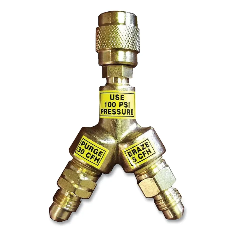 Heavy-Duty Brass Nitrogen-Saver Purge and Braze Tool 1/4 in Flare