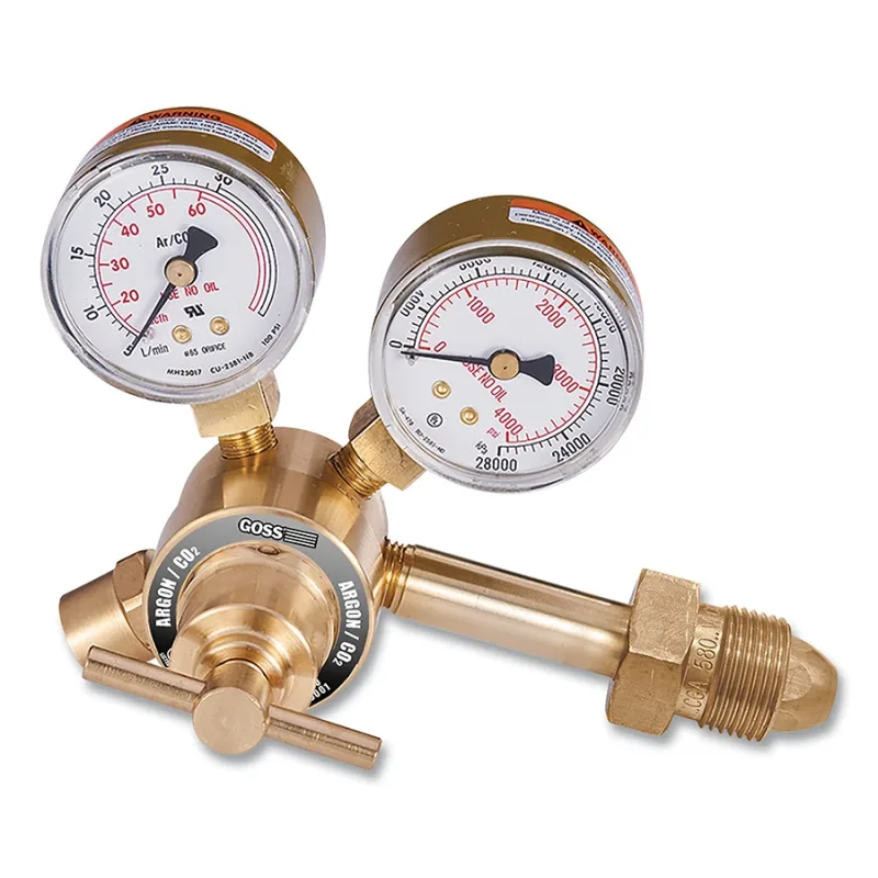 GRAC Series Flowgauge Regulator, with Hose, Argon/CO2, 0 to 60 SCFH Flow Range, 3000 psi Inlet, CGA 580