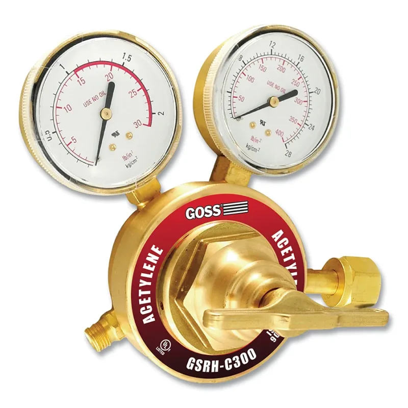 GSRH Series Heavy-Duty V-Style Regulator, Acetylene, 15 psi Delivery, 400 psi Inlet, CGA 300