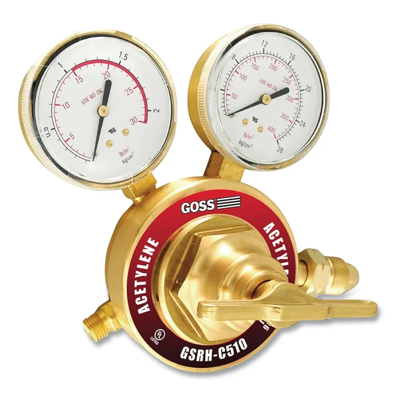 GSRH Series Heavy-Duty V-Style Regulator, Acetylene, 15 psi Delivery, 400 psi Inlet, CGA 510