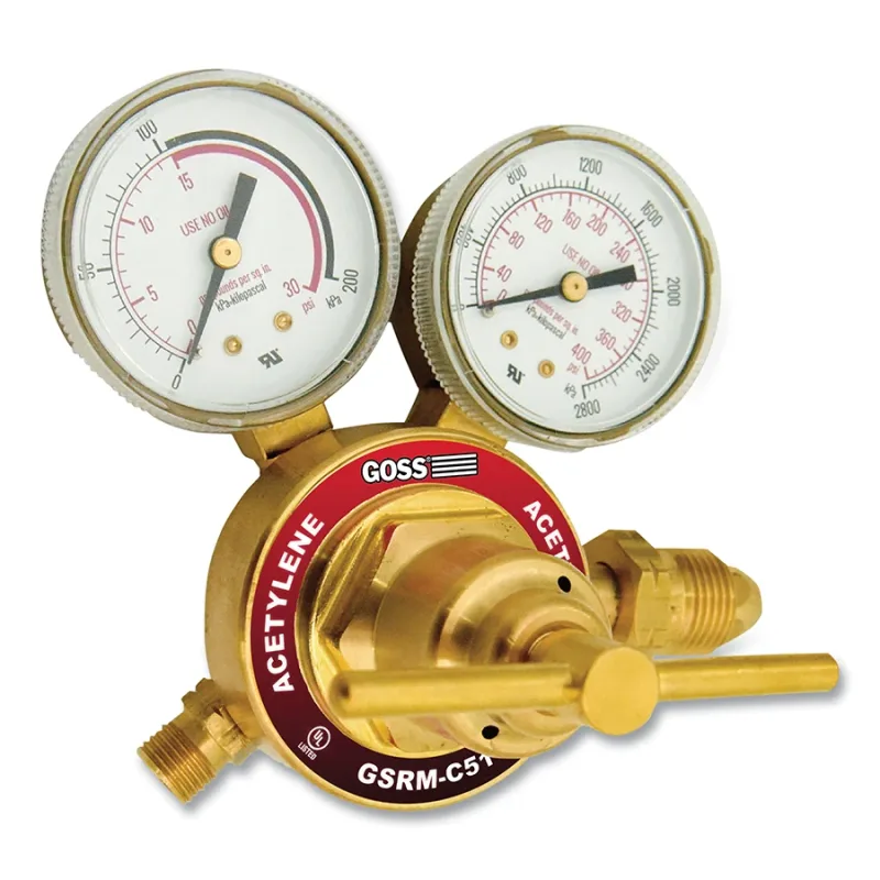 GSRM Series Medium-Duty V-Style Regulator, Acetylene, 15 psi Delivery, 400 psi Inlet, CGA 510