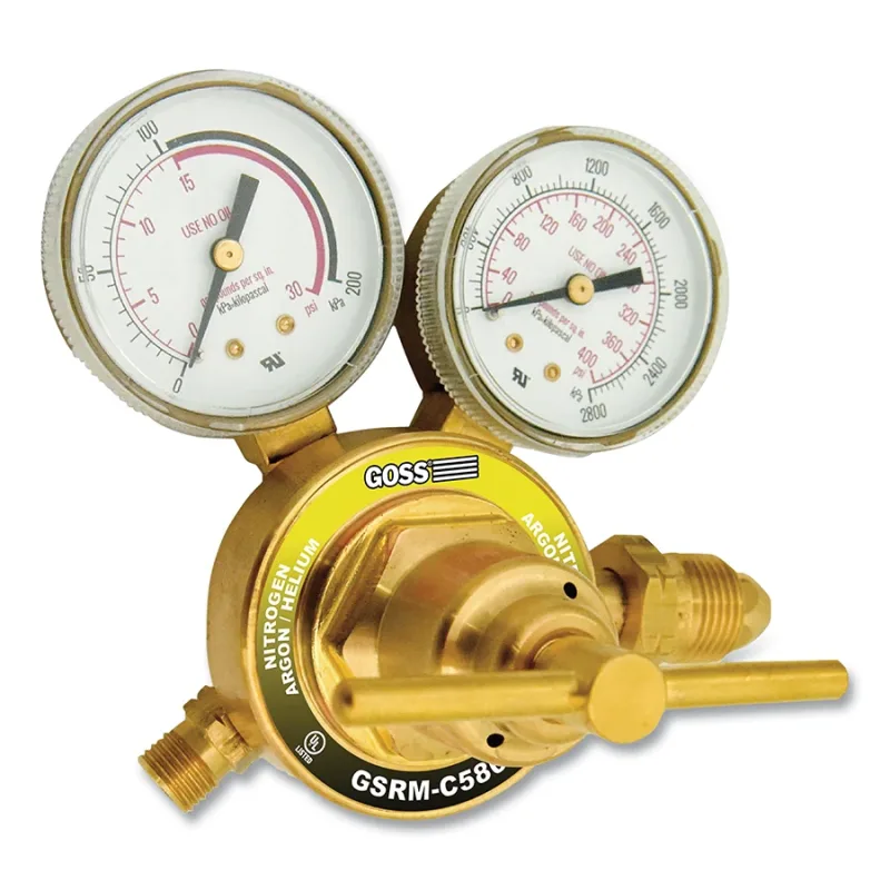 GSRM Series Medium-Duty V-Style Regulator, Argon/Helium/Nitrogen, 180 psi Delivery, 3000 psi Inlet, CGA 580