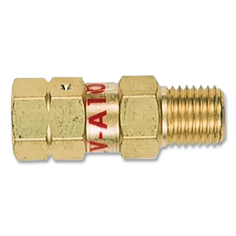 Reverse Flow Check Valve, 3/8 in thread, Brass, Right Hand, Oxy