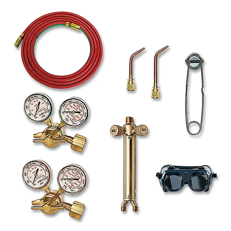 Brazing and Welding Kit, B Acetylene Regulator, Stubby-Style tips, Braze to 1-1/2 in, Weld to 3/16 in