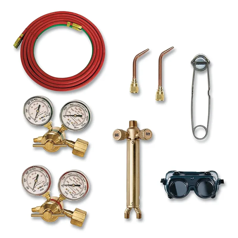 Brazing and Welding Kit, MC Acetylene Regulator, Stubby-Style tips, Braze to 1-1/2 in, Weld to 3/16 in