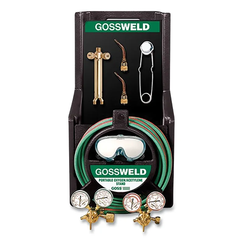 Brazing and Welding Kit, MC Acetylene Regulator, Plastic stand, Stubby-Style tips, Braze to 1-1/2 in, Weld to 3/16 in