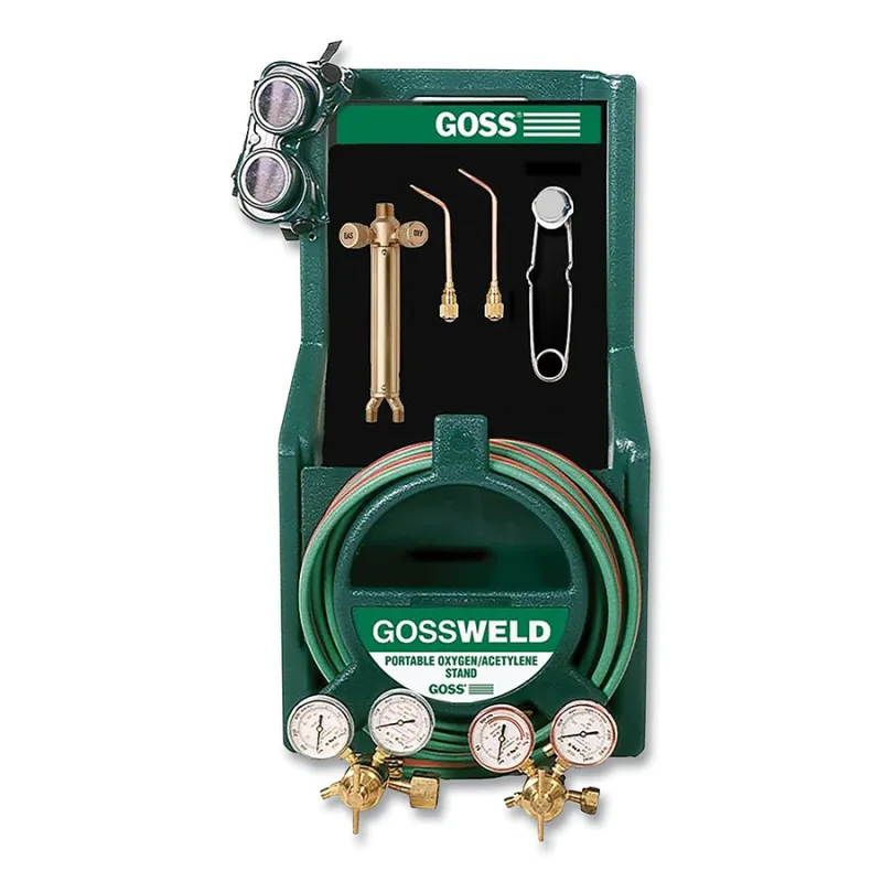 Brazing and Welding Kit, MC Acetylene Regulator, Plastic stand, Front Valve Handle, Braze to 1-1/2 in, Weld to 3/16 in