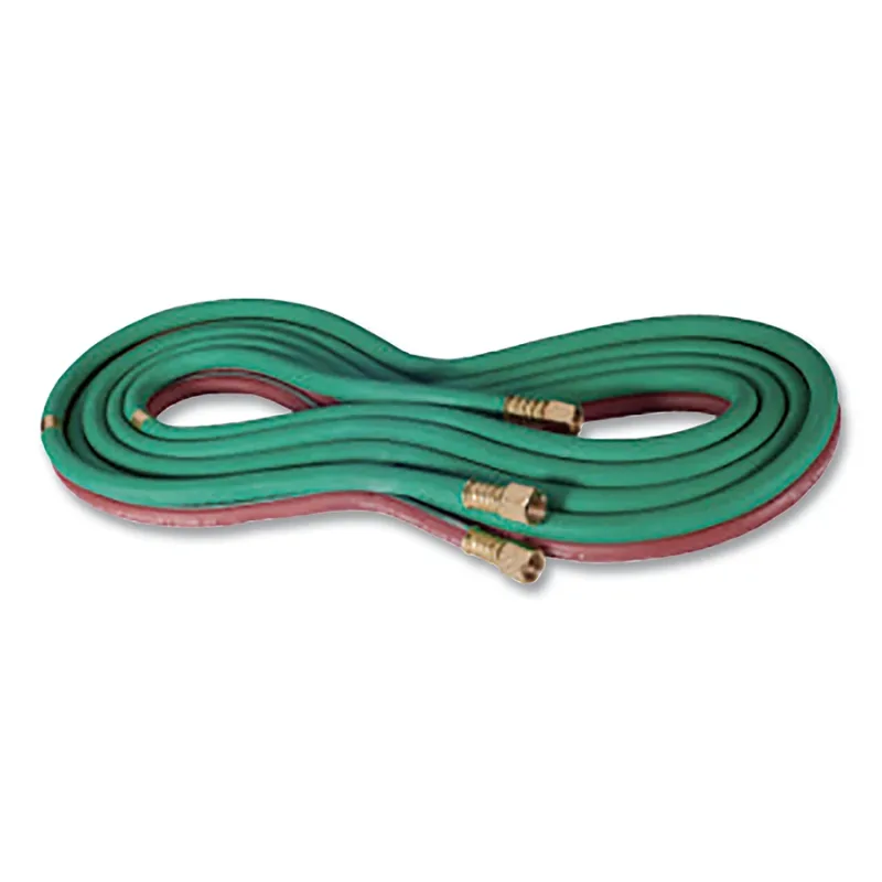Grade R Twin-Line Welding Hose, 1/4 in ID, 12 ft, 9/16 BB Fittings, Acetylene