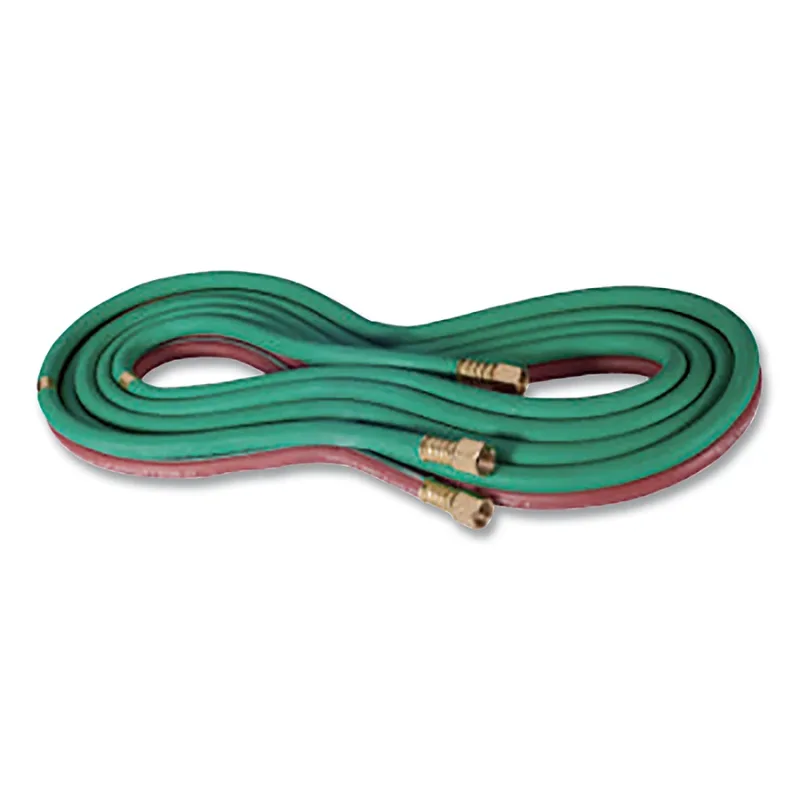 Grade R Twin-Line Welding Hose, 1/4 in ID, 25 ft, 9/16 BB Fittings, Acetylene
