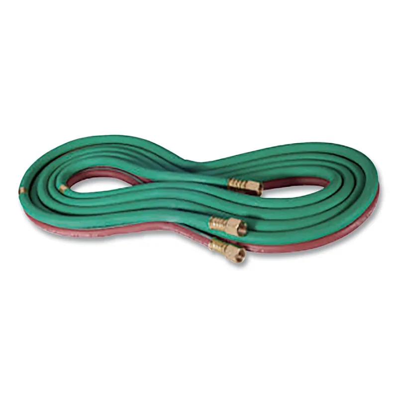 Grade R Twin-Line Welding Hose, 1/4 in ID, 50 ft, 9/16 BB Fittings, Acetylene