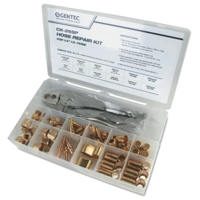 Hose Repair Kit, B-Size Fittings Only, Includes Nuts, Nipples, Ferrules, Couplers, Splicer, Pliers