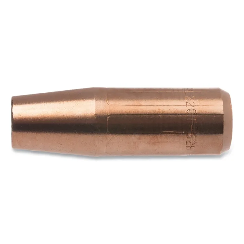 Eliminator® Nozzle, 122 DHP Copper Alloy, 7/8 in dia OD x 3.183 in L x 5/8 in dia Bore, Up to 250 A, Recessed, Coarse Thrd