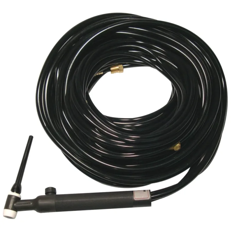 WP-18V Water Cooled Tig Torch Kit, Angled Head, 1 3/8 in, 25 ft One-Piece Cable