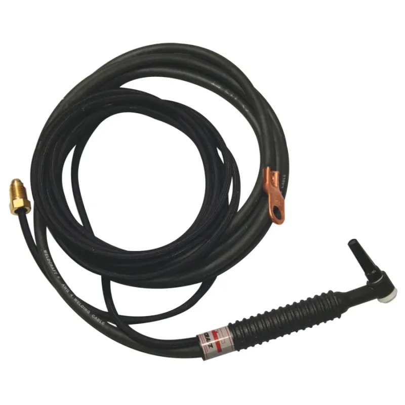 WP-9F-25-R Air Cooled Tig Torch Kit, Angled Head, 3/4 in Handle, 25 ft Cable