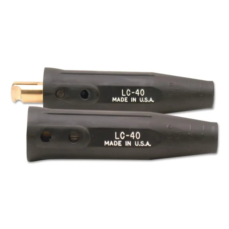 Cable Connector, Single Oval Point Screw Connection, Male/Female, 1/0 to 2/0 AWG Cap, Black