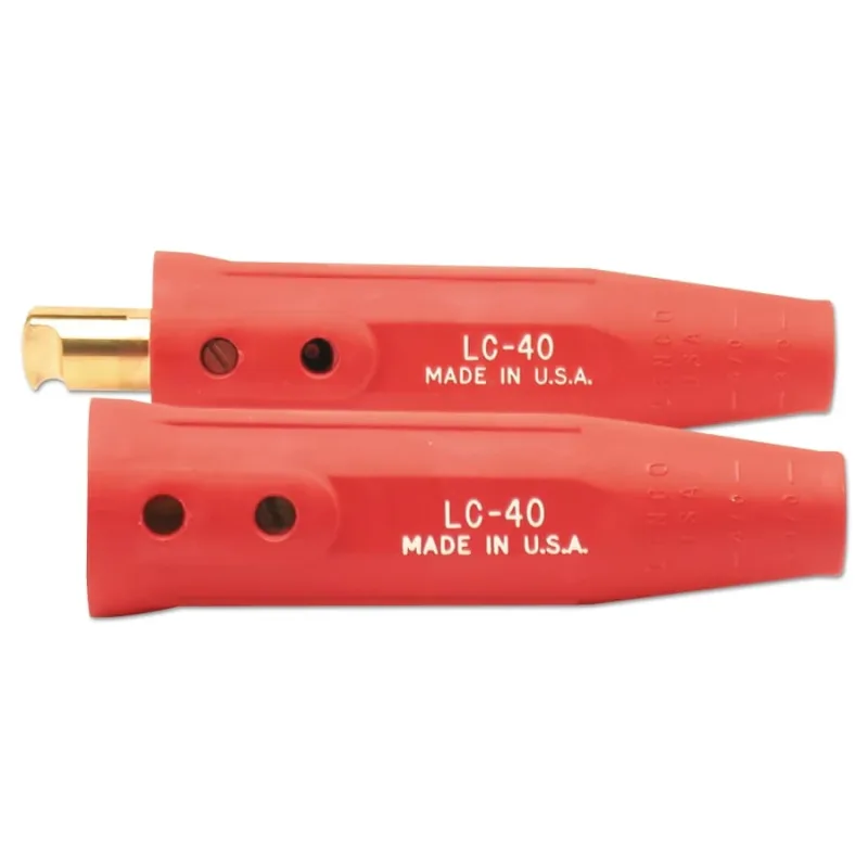 Cable Connector, Single Oval Point Screw, Male/Female, 1/0 to 2/0 AWG Cap, Red