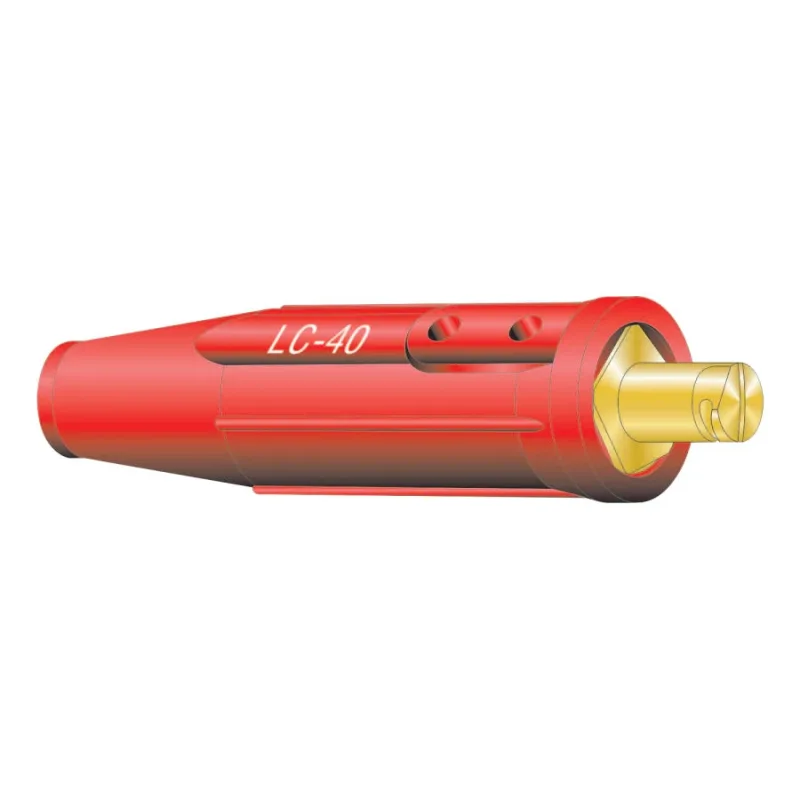 Cable Connector, LC-40, Single Oval-Point Screw, Male, No. 1/0 to No. 2/0 Cable Cap, Red