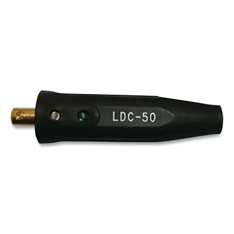 International DINSE Type Cable Connector, Oval-Point Screw Connection, 4 to 1/0 Cable Cap, Black