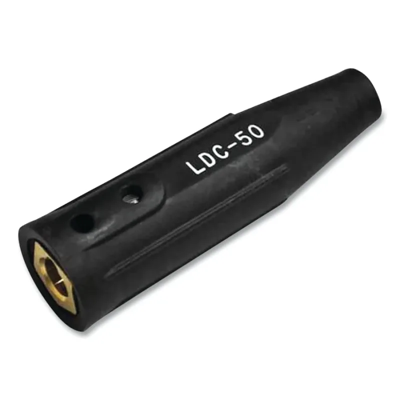 International DINSE Type Cable Connector, Female Connection, 4 thru 1/0, Single Oval thru Point, 250 Amp
