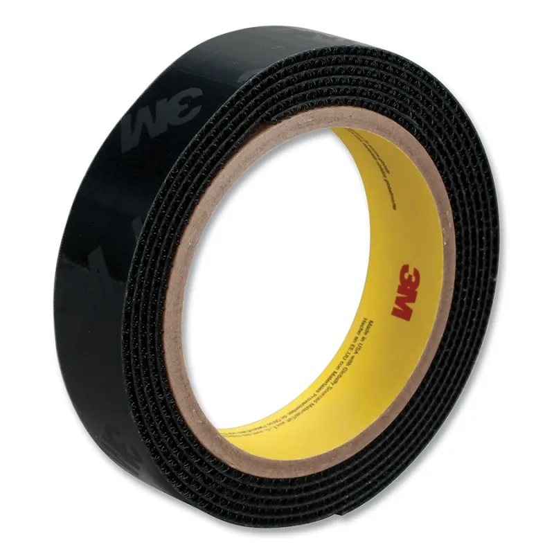Hook Fastener, SJ3572, 1 in W x 50 yd L, 4 mil Thick, Black