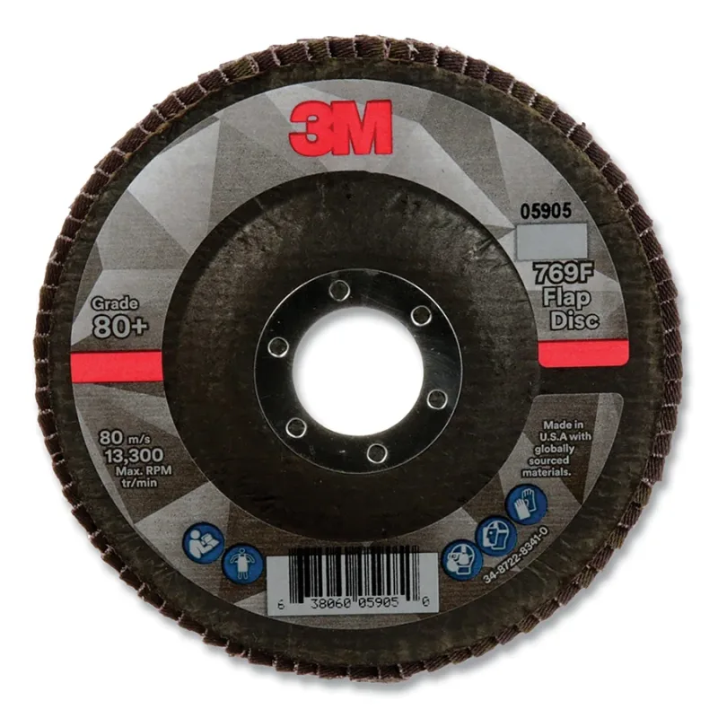 Coated Flap Discs 769F, 4-1/2 in dia, 80+ Grit, 13,300 rpm