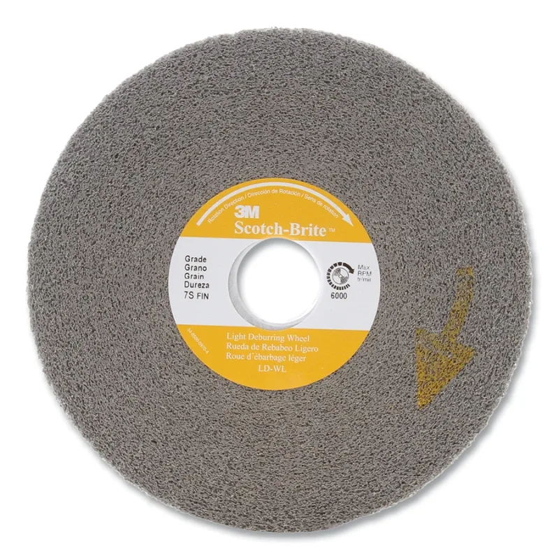 Light Deburring Wheel, Silicon Carbide, 12 in dia, 5 in Arbor, Fine, 3000 RPM