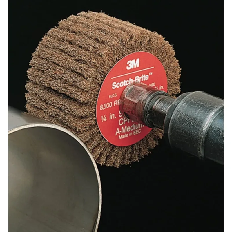 Cut and Polish Flap Brush, 3 in x 1/4 in, Medium, Aluminum Oxide, 8500 rpm