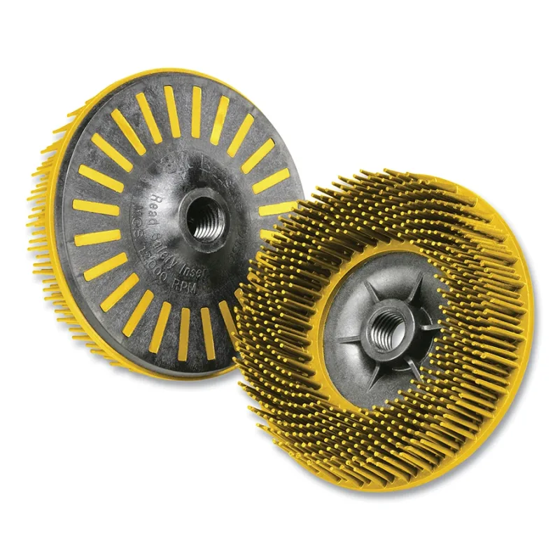 Bristle Disc, 4-1/2 in x 5/8 in-11, 80 Grit, Ceramic, 12000 RPM, Yellow