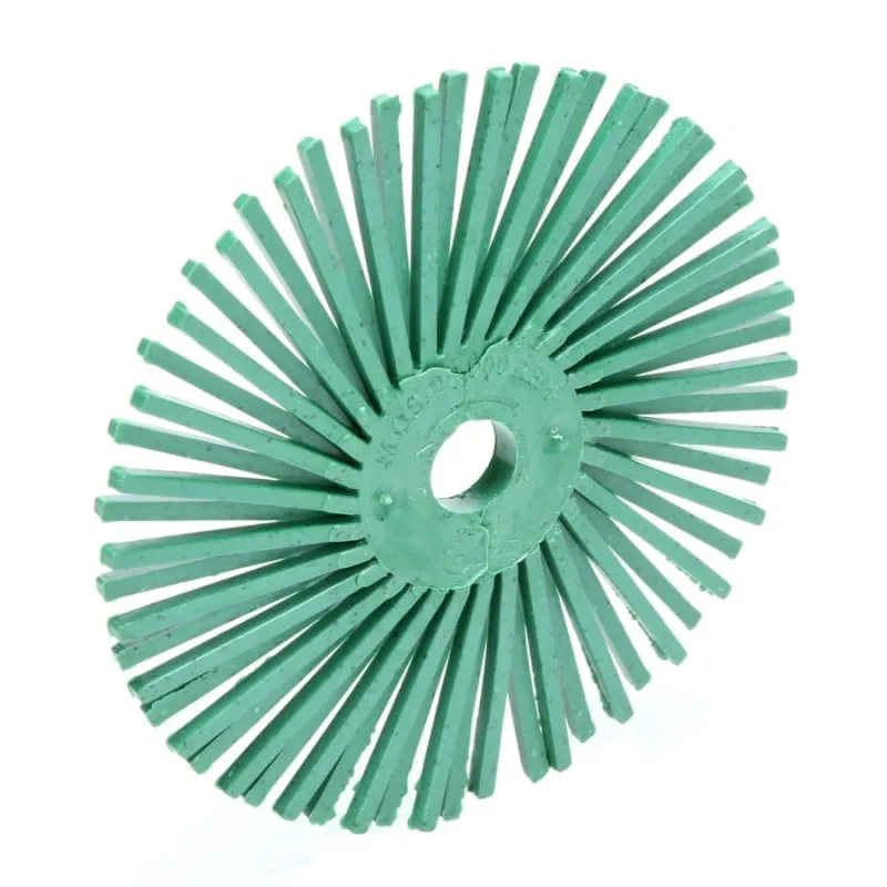 Radial Bristle Disc, 3 in dia, 3/8 in Arbor, 50 Grit, Ceramic, 20000 RPM, Green