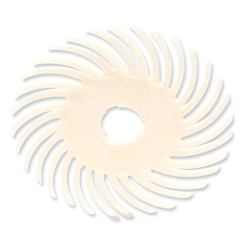 SR Radial Bristle Disc, 2 in dia, 3/8 in Arbor, 80 Grit, 20000 RPM, Ceramic, White