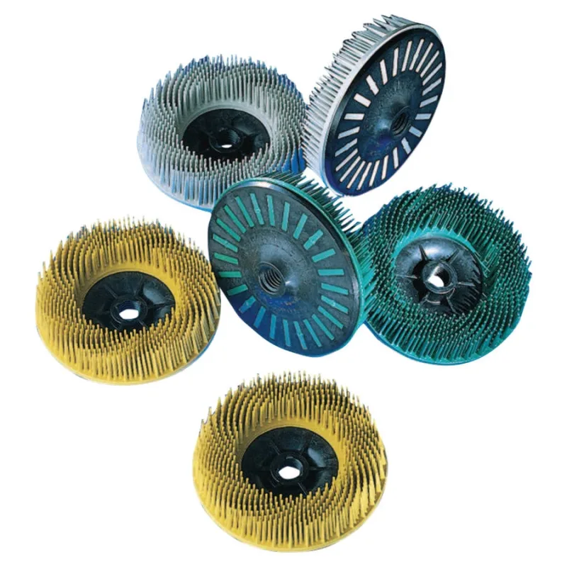 Bristle Disc, 4-1/2 in dia x 5/8 in-11 Threaded, 36 Grit, Ceramic, 12000 RPM, Brown