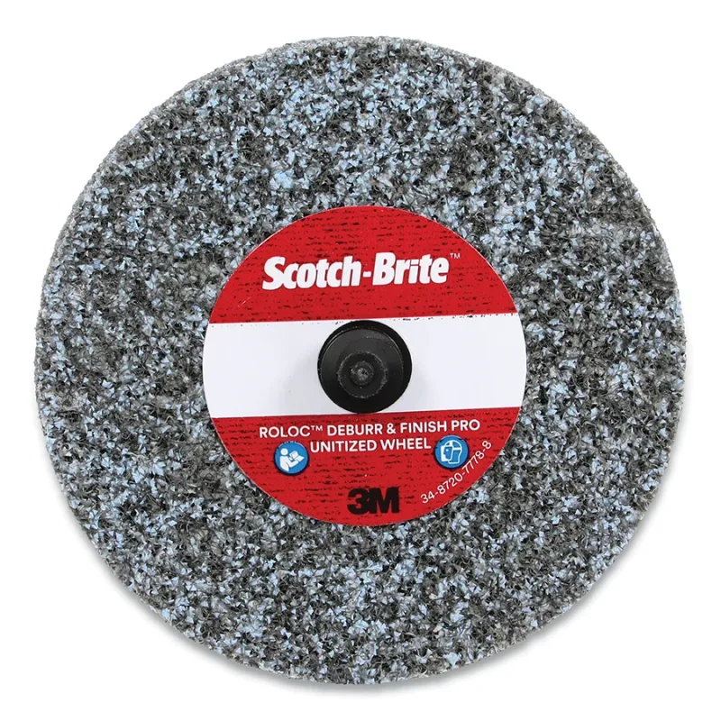 Roloc™+ Deburr and Finish PRO Unitized Wheel, 3 in dia x 1/8 in Thick, Medium+, 15100 RPM, Precision Shaped Ceramic