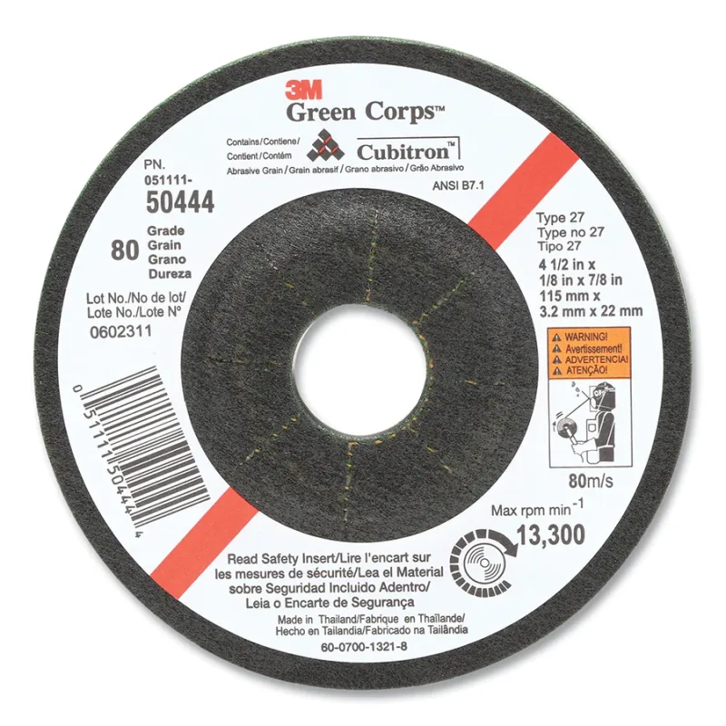 Green Corps Flexible Grinding Wheel, 7" Dia, 7/8 Arbor, 1/8" Thick, 36 Grit