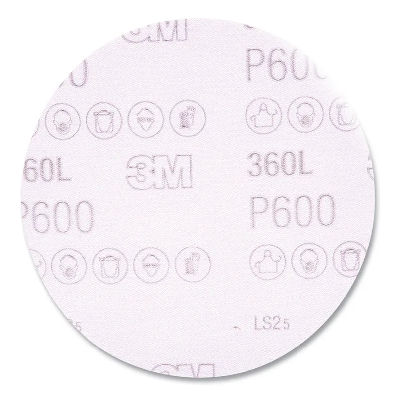 Hookit™ 360L Film Disc, Aluminum Oxide, 5 in dia x NH, P600, Die 500X, Hook-and-Loop, 12000 RPM