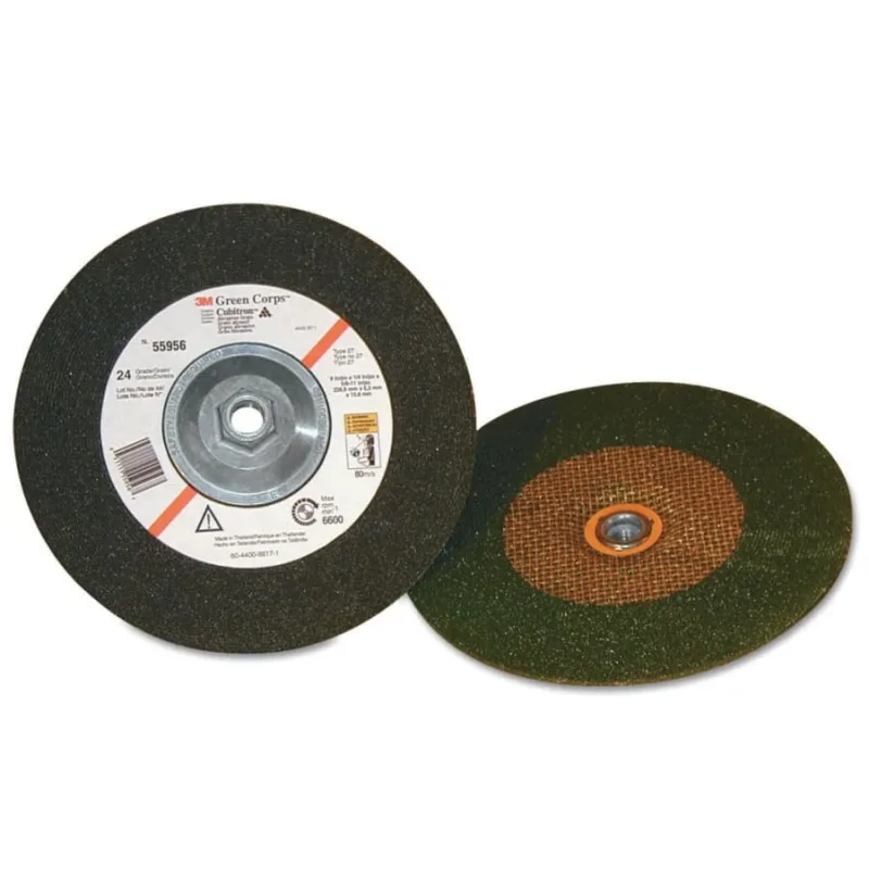 Green Corps Depressed Center Wheel, 4 in Dia, 1/4 in Thick, 24 Grit