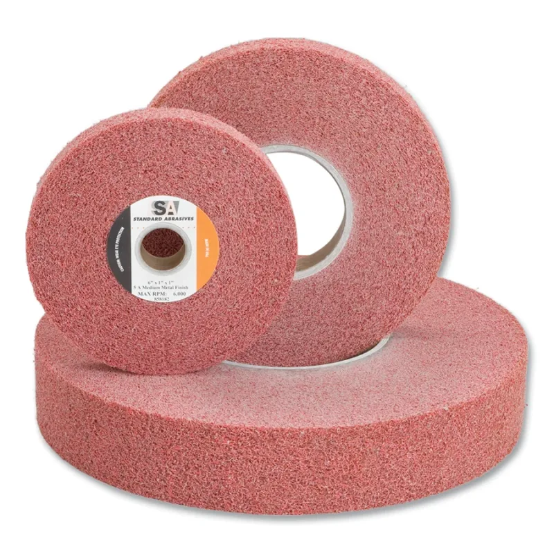 Standard Abrasives™ Metal Finishing Wheel, 6 in dia x 1 in Arbor, Medium, 6000 RPM, Aluminum Oxide