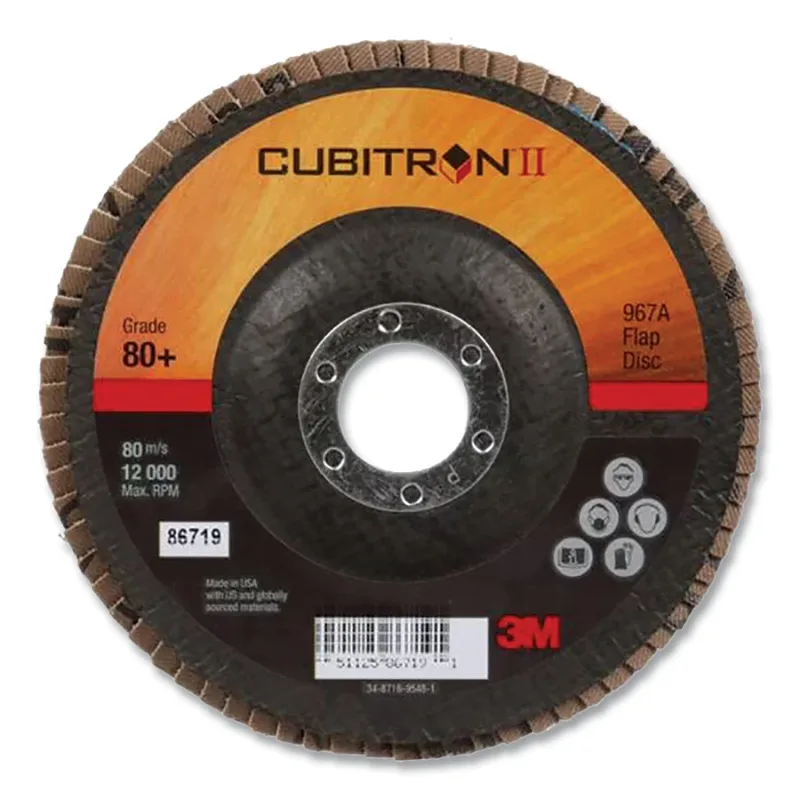 Cubitron II™ Flap Disc 967A, 5 in dia, 80 Grit, 7/8 in Arbor, 12000 RPM, Type 27