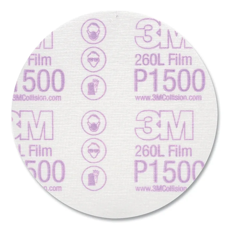 260L Hookit™ Finishing Film Abrasive Disc, Aluminum Oxide, 5 in dia, P1500 grit