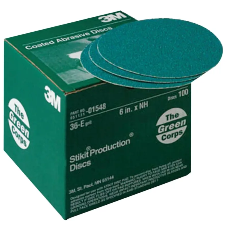 Green Corps Stikit Production Discs, Aluminum Oxide, 6 in Dia., 36 Grit