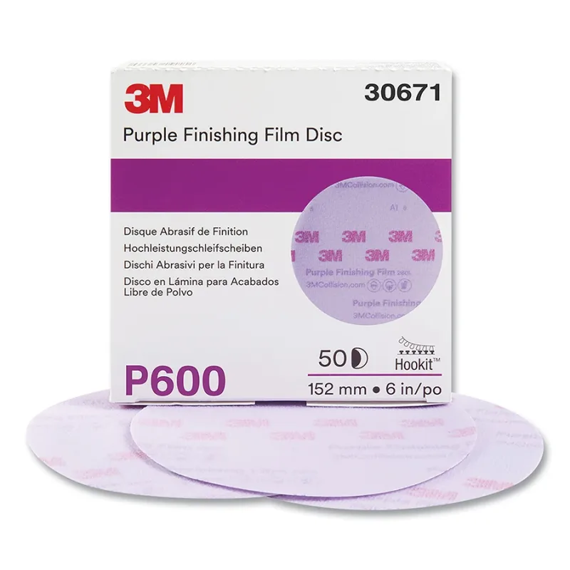 Hookit™ Hook and Loop Purple Finishing Film Disc, Aluminum Oxide, 6 in dia, P600 Grit