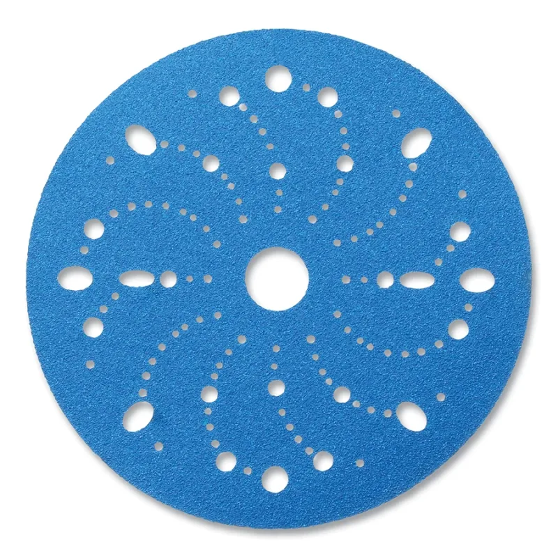 Hookit™ Blue Abrasive Disc, Multi-Hole, Ceramic Aluminum Oxide, 6 in dia, 80 Grit, Hook-and-Loop