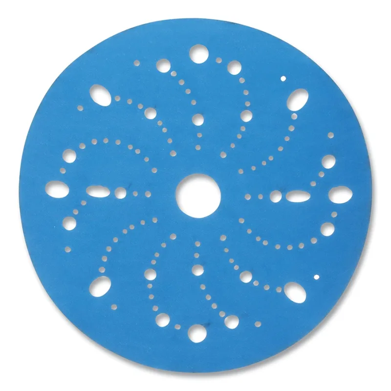Hookit™ Blue Abrasive Disc, Multi-Hole, Ceramic Aluminum Oxide, 6 in dia, 400 Grit, Hook-and-Loop